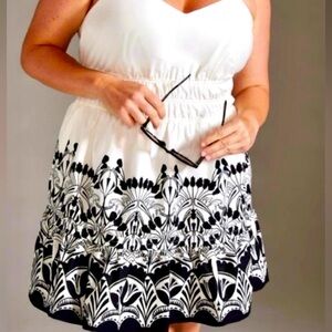 Anthropologie Poplin Mini Dress Black & White